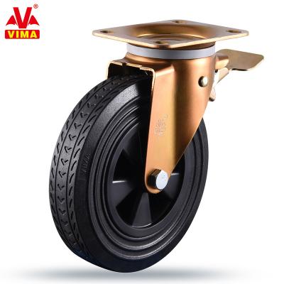 China VIMA Rigid Waste Bin Caster 8Inch Caster Wheels EN 840 Swivel Top Plate Rubber Wheel 200mm European Standard Waste Bin On Casters for sale