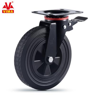 China 8 Inch Rigid Heavy Duty Industrial Wheel Rubber Caster Waste Bin Wheel Swivel Casters OEM ODM Factories for sale