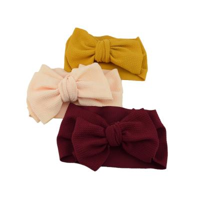 China Cheap Friendly Elastic Adjustable Fashion Baby Head Wraps Cute Forehead Hair Bow Headband Baby Turban Hair Accessories for sale