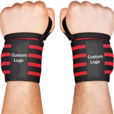 China Adjustable Support Logo Nylon Wrist Wraps Sports Custom Breathable PowerLifting Adjustable Pull Up Gym Wrist Bands Support Brace for sale