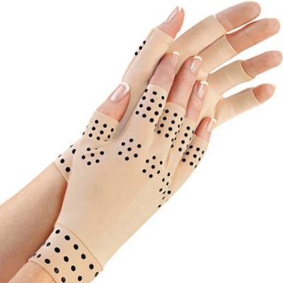 China Arthritis Therapy Gloves Half Finger Compression Anti Slip Soft Magnetic Gloves Sports Protective Work Gloves for sale