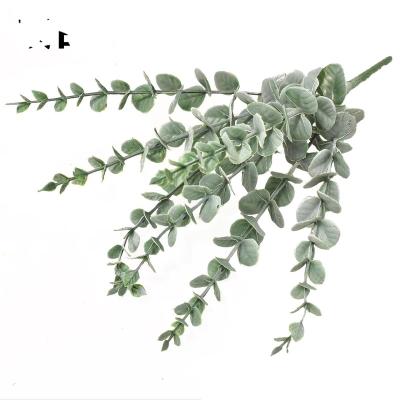 China Plastic+iron wire High Quality 7 Heads Artificial Plastic Eucalyptus Garden For Wedding Decoration for sale