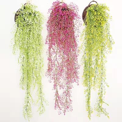 China Plastic+iron wire 2022 New Arrival Wedding Party Wall Backdrop Decoration Hanging Artificial Garland Faux Vines Twining Artificial Rattan for sale