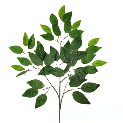 China Plastic+iron wire+silk cloth Wholesale Price Branch Tree Leaf Artificial Big Banyan Tree Green Leaves for sale