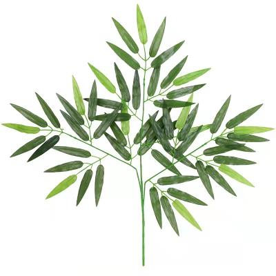 China Plastic+iron wire+silk cloth Hot Selling Wholesale Artificial Bamboo Leaf Home And Garden Decoration for sale