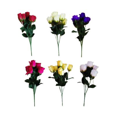 China Plastic+iron wire+silk cloth Hot Sale Wedding Home Decoration Artificial Rose Flowers Silk Roses Flowers For Sale for sale