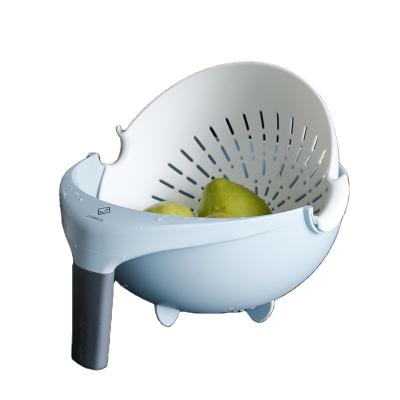 China Viable Hot Selling Fruit Drain Basket Wash Basin Drain Basket Creative Tabletop Plastic Handle Double for sale