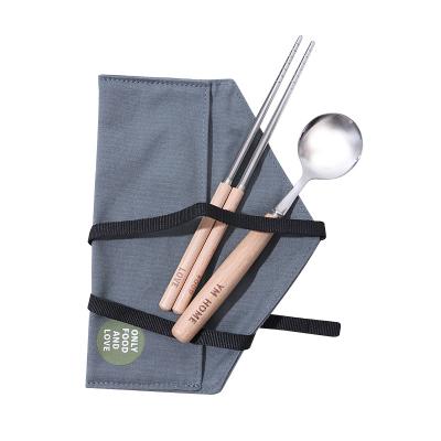 China High Quality Sustainable Stainless Steel Cutlery Set Travel Utensil Set Portable Spoon Fork Knife Set With Bag for sale