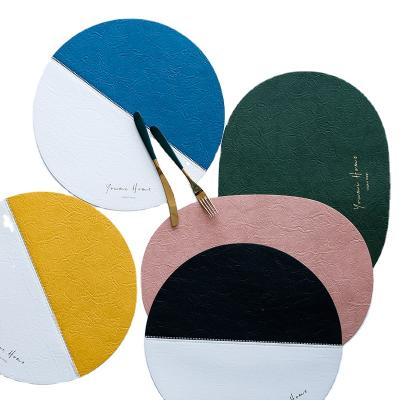 China New Design Sustainable High Quality Waterproof Leather Decorative Table Round Place Mat Leather Place Mat for sale