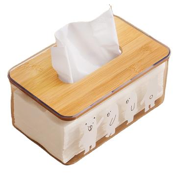 China Hot Selling Minimalist Towel Paper Holder Plastic Tissue Box Wood Cover Plastic Tissue Box For Room for sale