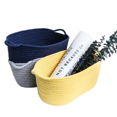 China 2021 Saling High Quality Round Cotton Rope Storage Basket In Cube Viable Hot Basket Storage With Handles for sale