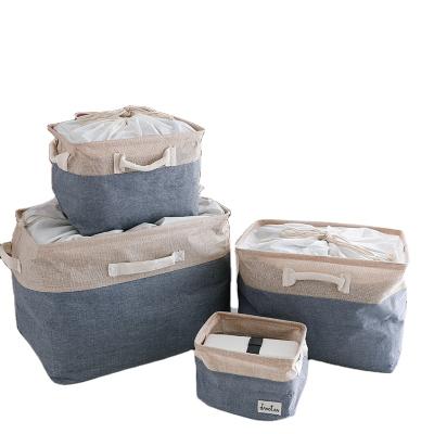 China China Sustainable Storage Bag Simple Design High Quality Cotton Canvas Clothes Towel Organizer Large Storage Box For Clothes for sale