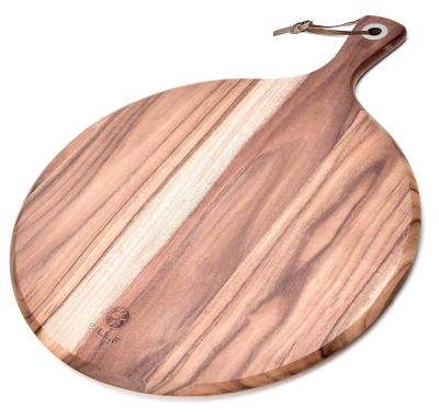 China Sustainable Homemade All Natural Wooden Pizza Skin And Cutting Board With Handle Pizza Serving Board for sale