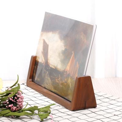 China Morden U Shape Black Walnut Photo Frame Natural Tabletop Acrylic Picture Frame for sale