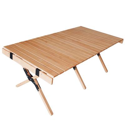 China Factory Sale Whole High Quality Egg Table Roll Easy Carry Outdoor Fold Up Table Pine Portable Camping Wood Feet Ready Picnic for sale