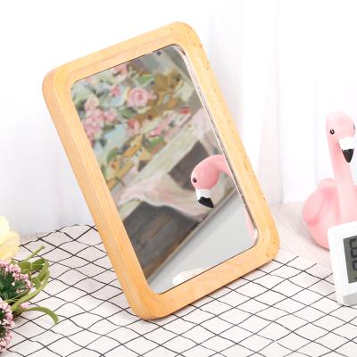 China OEM Personalized Beech Wood Frame Luxury Cosmetic Girl Beauty Mirror for sale