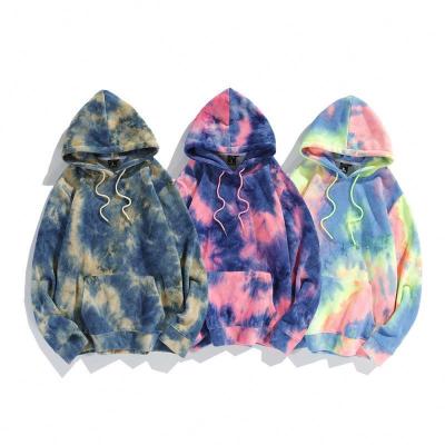 China Custom Tie Anti-wrinkle 330g Dye Organic Cotton French Terry Hoodie Loose Hoodie for sale