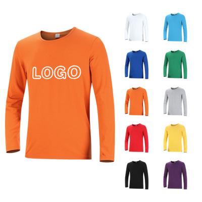 China Breathable Custom Logo Solid Color Mens Casual Long Sleeve Shirts Tee for sale