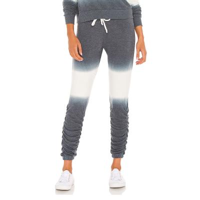 China Latest Design Breathable Girls Dip Dye Stacked Contrast Elasticized String Jogger Waist Cotton Lightweight Sports Tracksuit for sale