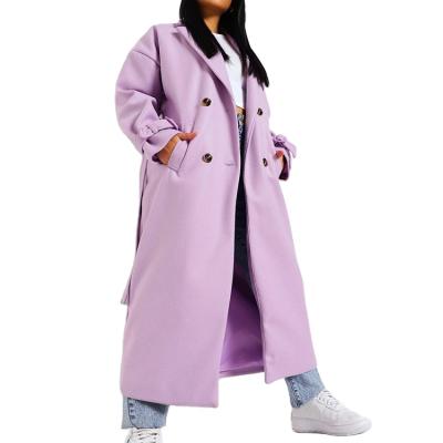 China Sustainable Ditch Coats Women Wool Look Coats Long Cross Belted Custom Coats for sale