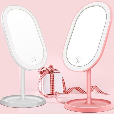 China Lit 180 Degree Rotating Touch Screen Sensor Lighted Makeup Desk Swivel View Mirror for sale