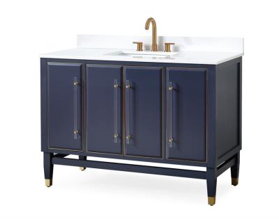 China Modern Modern Style Acrylic Handle With Basin Blue Single Bathroom Cabinet Vanity for sale