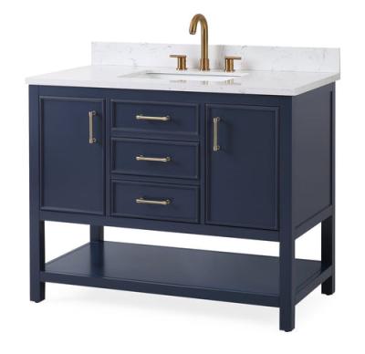 China Modern New Design Blue White Marble Single Bath Vanity for sale