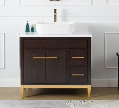 China Modern Vintage Style Single Bath Vanity With Gold Handle for sale