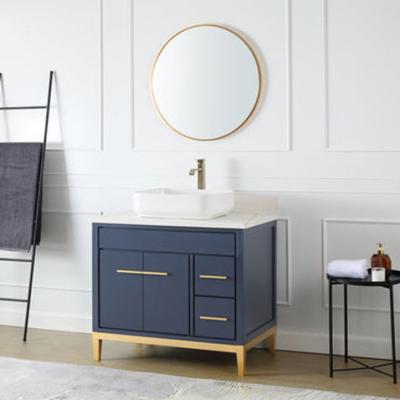 China Modern Style Custom Floor Blue Bathroom Vanity With Single Sink Storage for sale