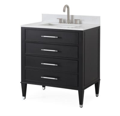 China Modern Luxury Black Single Basin Floor To Ceiling Bathroom Cabinet Vanity for sale