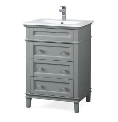 China Modern Small Floor Style Modern Silver Flat Handle Gray Bathroom Vanity for sale