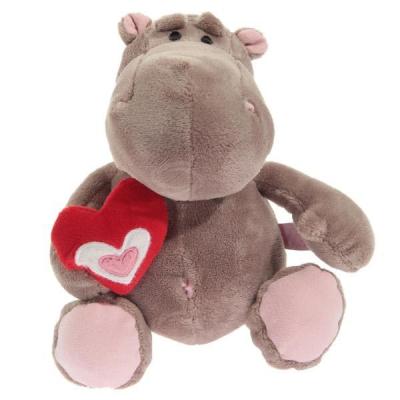 China Sitting Pose Hippo with red heart Plush Toys for sale