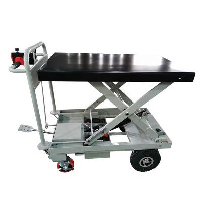 China HG-104 Widely Electric Lift Table Handling Trolley with Pedal Lift for sale