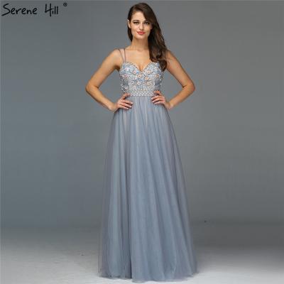 China Breathable Sleeveless A Line Diamonds Beaded Beautiful Long Blue Girls Prom Dress 2020 Dresses For Evening Party Serene Hill LA70146 for sale