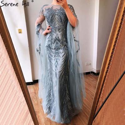 China Serene Hil Gray Mermaid Luxury Long Sleeves Breathable Evening Dresses 2020 Beading Elegant Long Sleeves For Women Party l LA70576 for sale