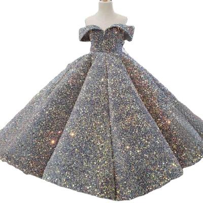 China Sleeveless Sweetheart Neck Off-the-Shoulder Flower Girls Dresses Serene Hill HTA0047 Kids Sparkle Ball Gowns For Wedding Party for sale