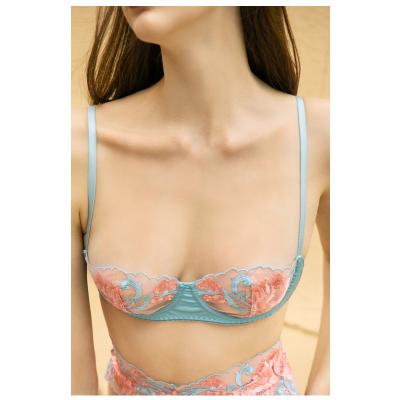 China High Quality Women's Comfortable Underwire Bra Of Embroidery Breathable Sexy Luxury Satin Lace Bra for sale