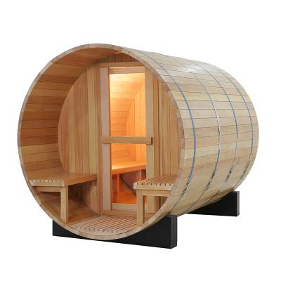 China Computer Control Panel Hemlock High Quality Solid Wood Barrel Traditional Outdoor Sauna Rooms for Therapy/Slimming/SPA for sale