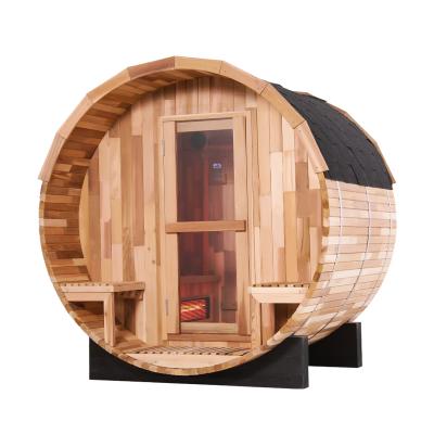 China Computer Control Panel Outdoor Infrared Barrel Sauna With Red Light for sale