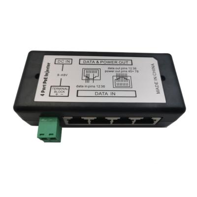 China POE 4 45(+)78 Ports PoE Injector 48V Injector Adapter Data In/Out Terminal 1236 Power In/Out Terminals For IP Camera for sale