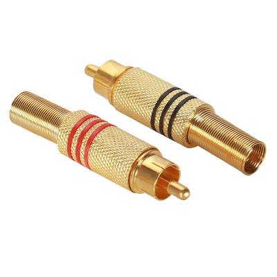 China audio & Male Video 3.5mm RCA Connectors For Speaker Max Black Red Metal Head Connector Audio Video Accessories for sale