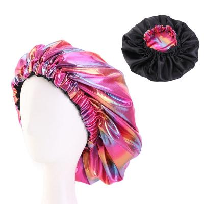 China New Image Lady Turban Hat Laser Hood Hat Luxury Double Linner Wear African Cloth Hood for sale