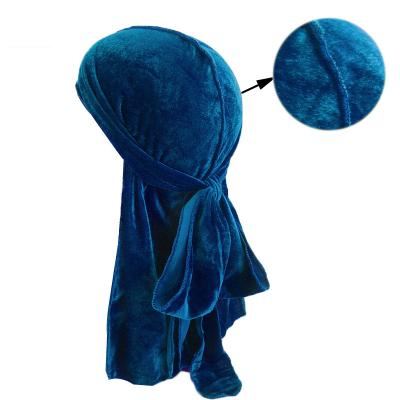 China Wholesale Unisex Velvet Women Men Plain Rags Turban Doo Rag Solid Polyester Durag Velvet for sale