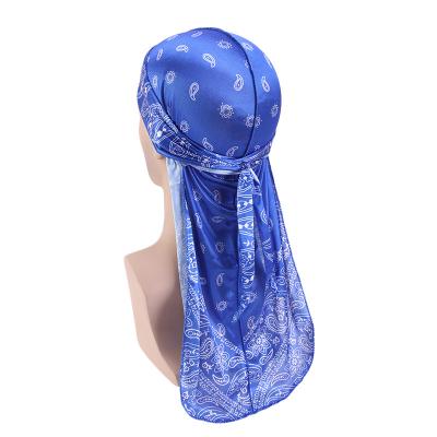 China Silky durag Paisley silky bandana satin durags designer durags seller rags wholesale custom wave silk silk bandana for sale