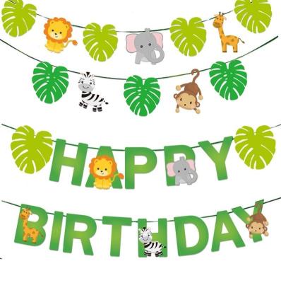 China Luminous Jungle Safari Green Theme Children Happy Birthday Party Supplies Balloons Set Banner Foil Latex Balloon Confetti Arch for sale