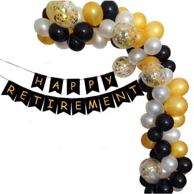 China Black Happy Letter Banner Gold Retirement Balloon Arch Retirement Party Decorations Flashing Kit Retirement Party Decorations Gift for sale