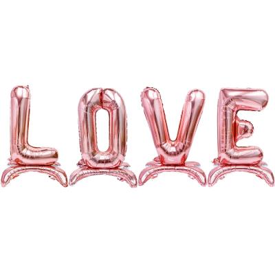 China Rose Gold 3d 32inch Sparkling LOVE Letter Foil A-Z Alphabet Standing Balloons for Valentines Day Proposal Wedding Decoration Supplies Prop for sale