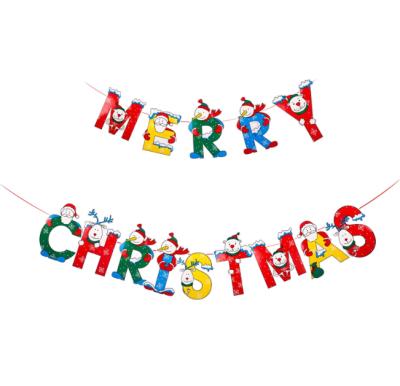 China Yiwu Christmas Decoration Banner Flag New Year Decoration Merry Christmas Tree Santa Snowman Flags Christmas Ornament Light Decoration for sale