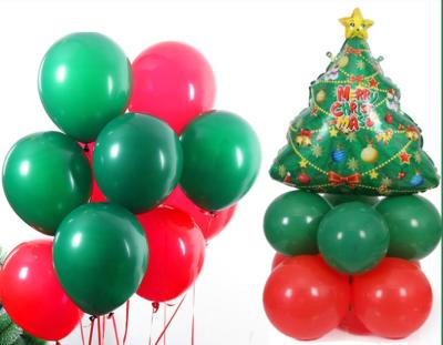 China Cheap Green Santa Claus Snowman Aluminum Foil Latex Balloons Merry Christmas Gold Flashing Red Balloon For Christmas Decoration for sale