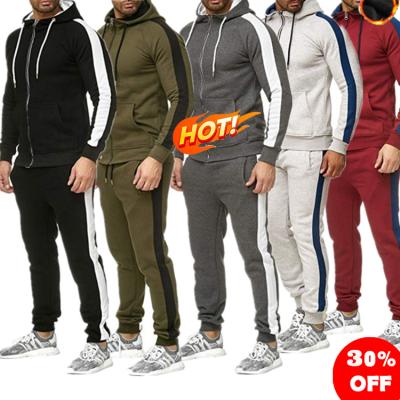 China 2021 Breathable Color Matching Splice Casual Men Plus Size Jogging Suits 2 Piece Tracksuits For Men for sale